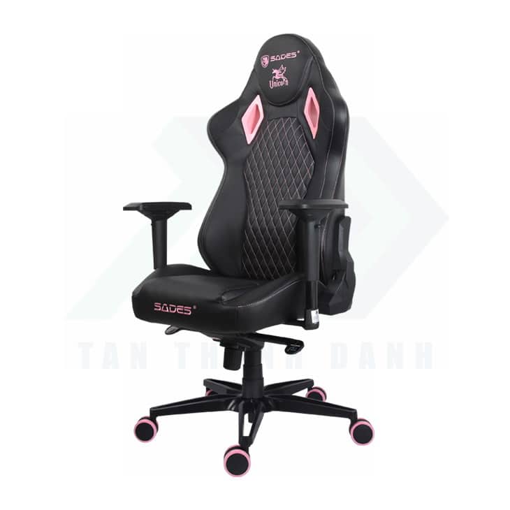 SADES Unicorn Gaming Chair Angel Edition - Black & Pink - Ảnh 2
